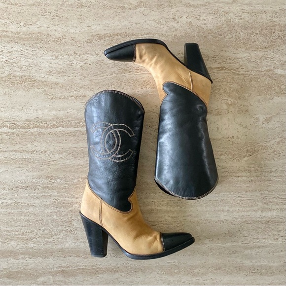 CHANEL Shoes - Vintage Chanel Western CC Boots